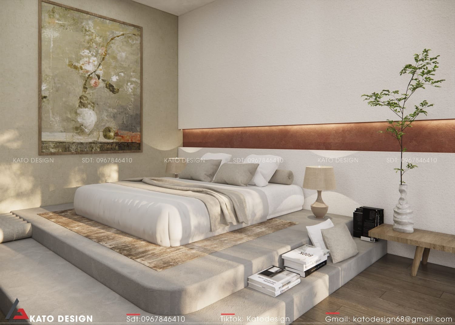 Phòng ngủ với cửa sổ đón nắng và view sân vườn Phòng ngủ với cửa sổ đón nắng và view sân vườn