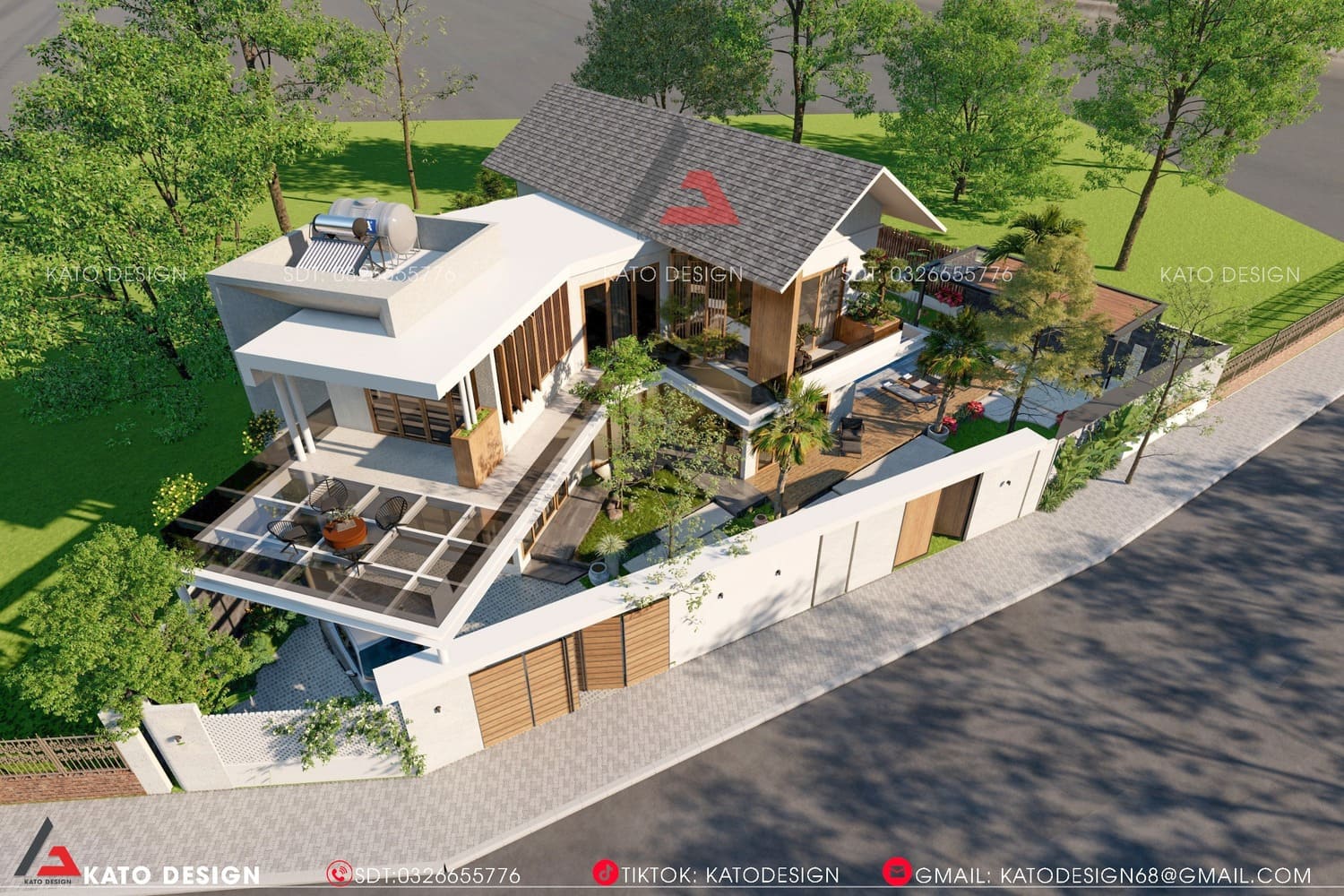 Mẫu nhà 2 tầng tối ưu công năng trên đất méo