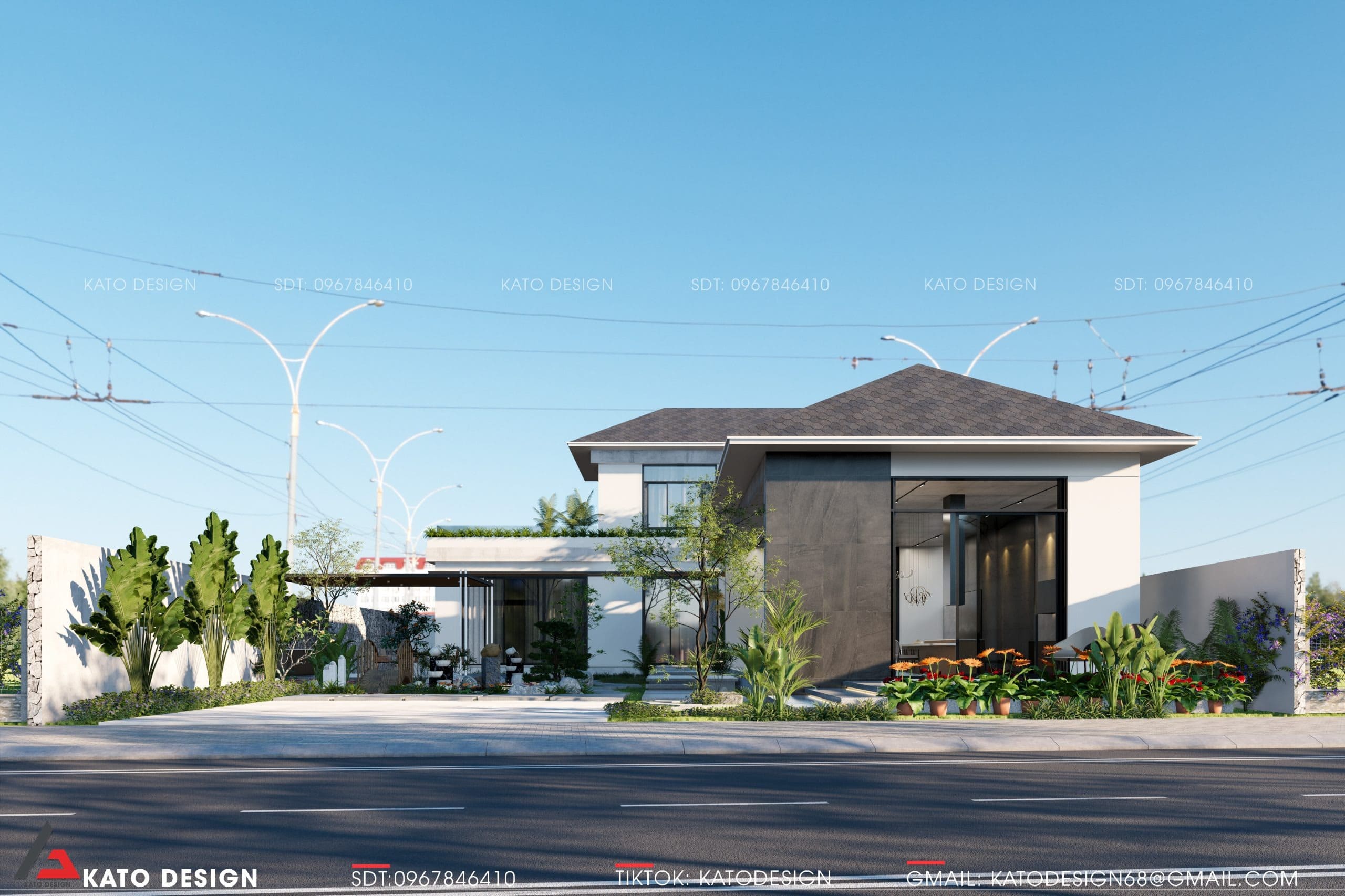 Nhà vuông phong cách hiện đại xanh