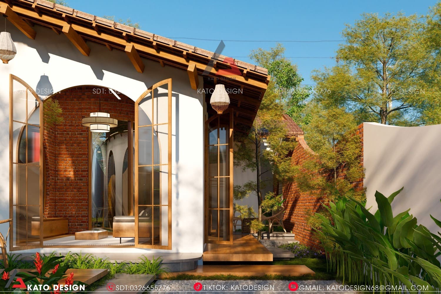 Lối đi và cổng nhà hài hòa