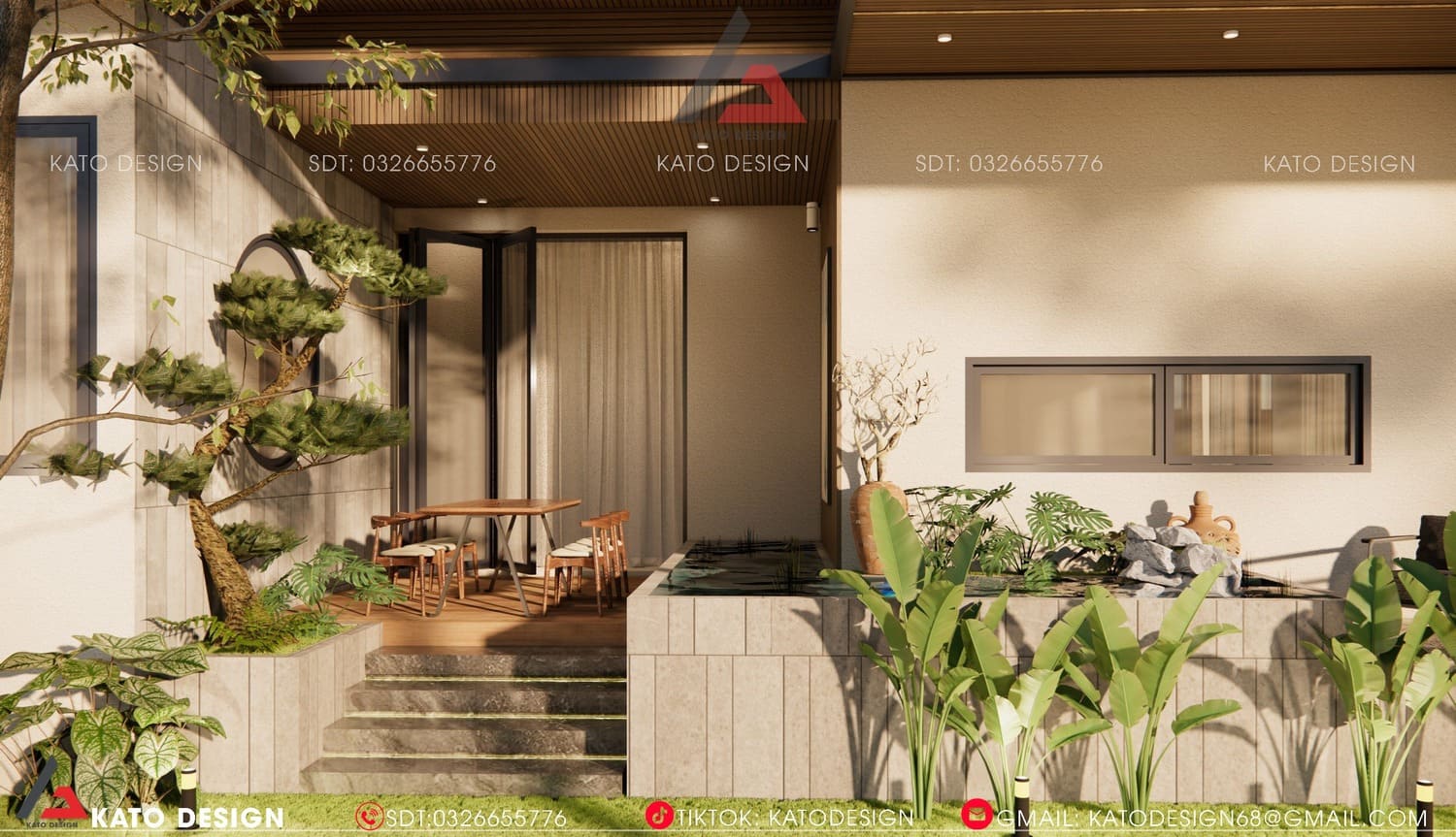 Không gian bên ngoài nhà cấp 4 sân vườn