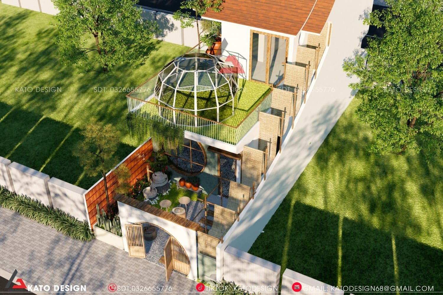 Mái dốc cong, thiết kế độc đáo tạo điểm nhấn