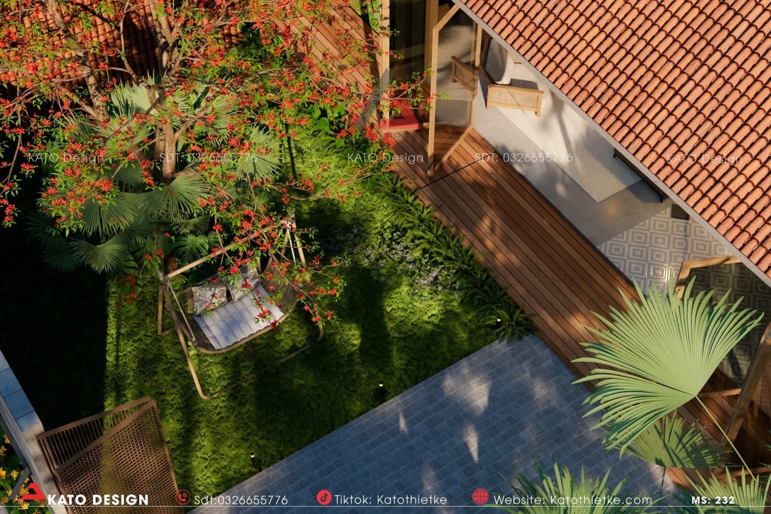 Sân vườn kết nối hài hoà với thiên nhiên