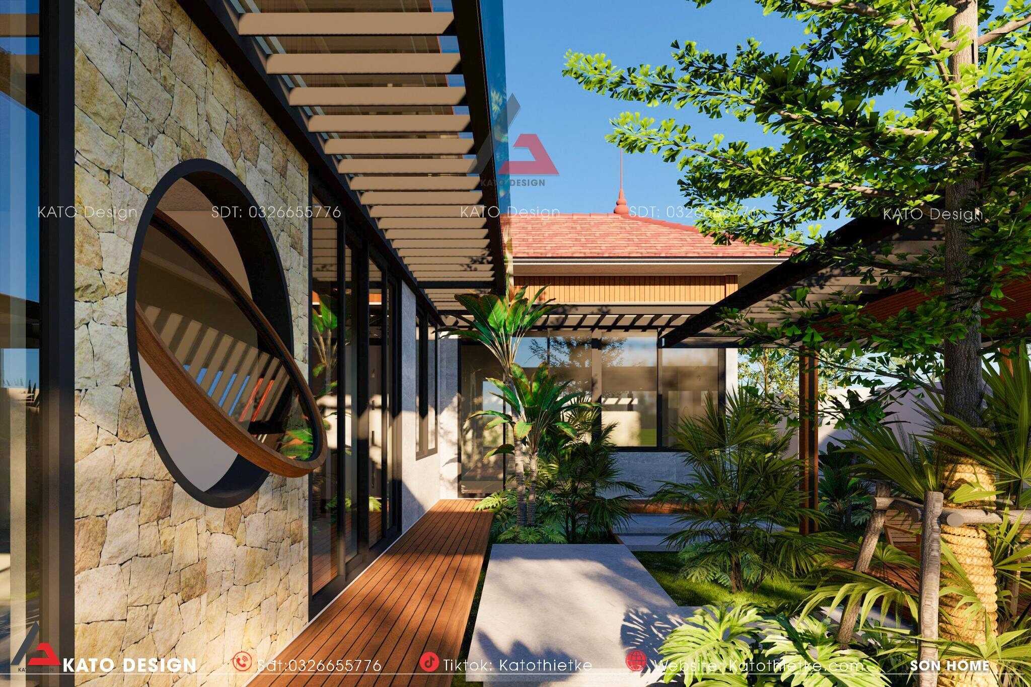 Khoảng sân vườn nhà cấp 4 mái Nhật