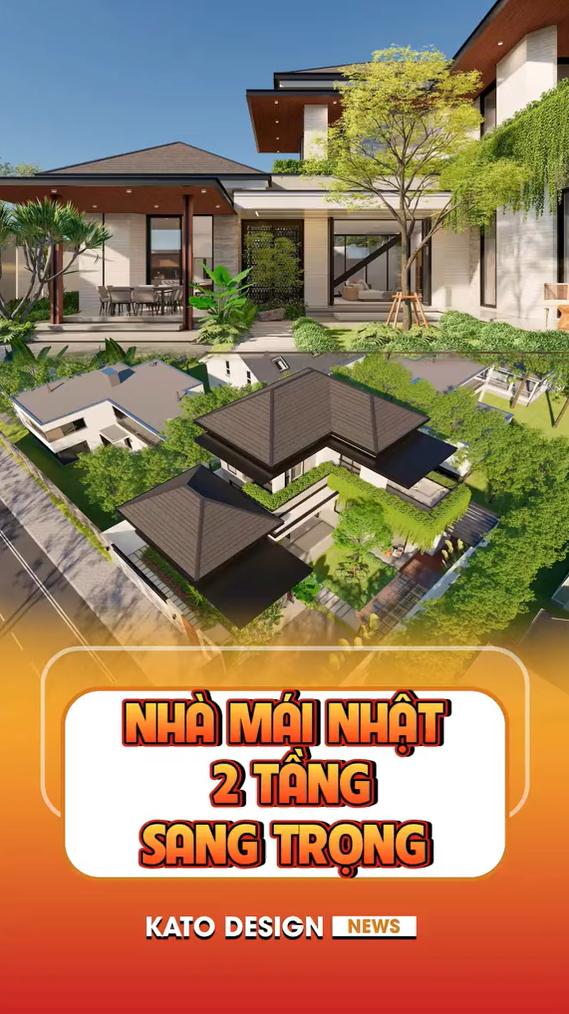 nhà cấp 4 mái nhật 2 tầng hình chữ L