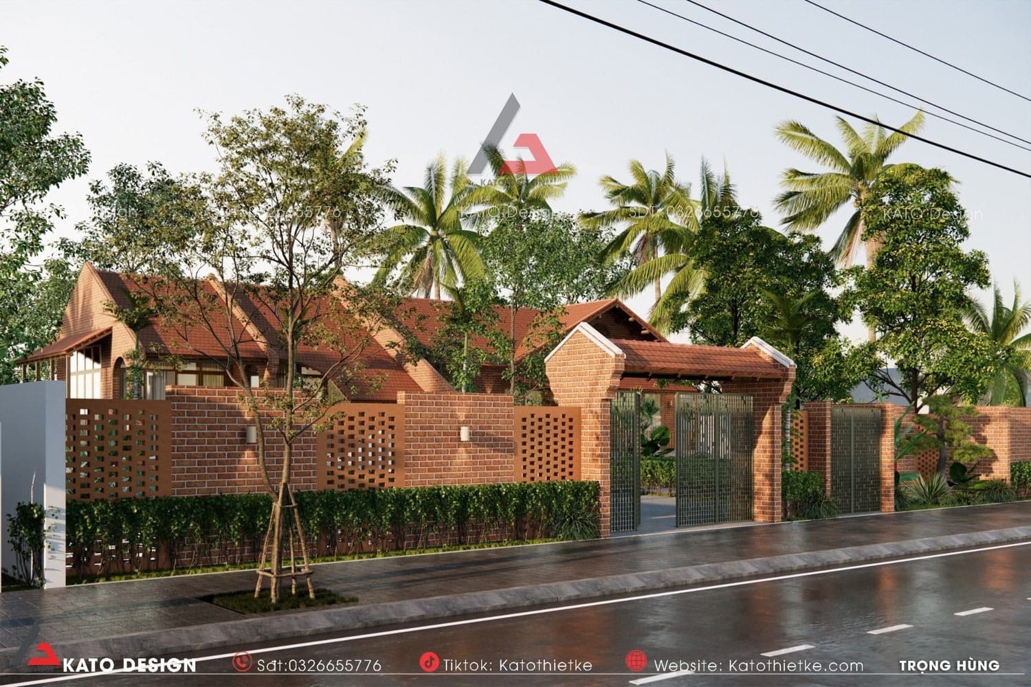 Không gian bên ngoài nhà vườn cấp 4 truyền thống