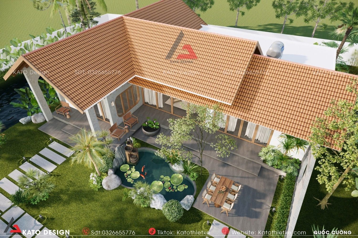 Nhà cấp 4 mái ngói đẹp