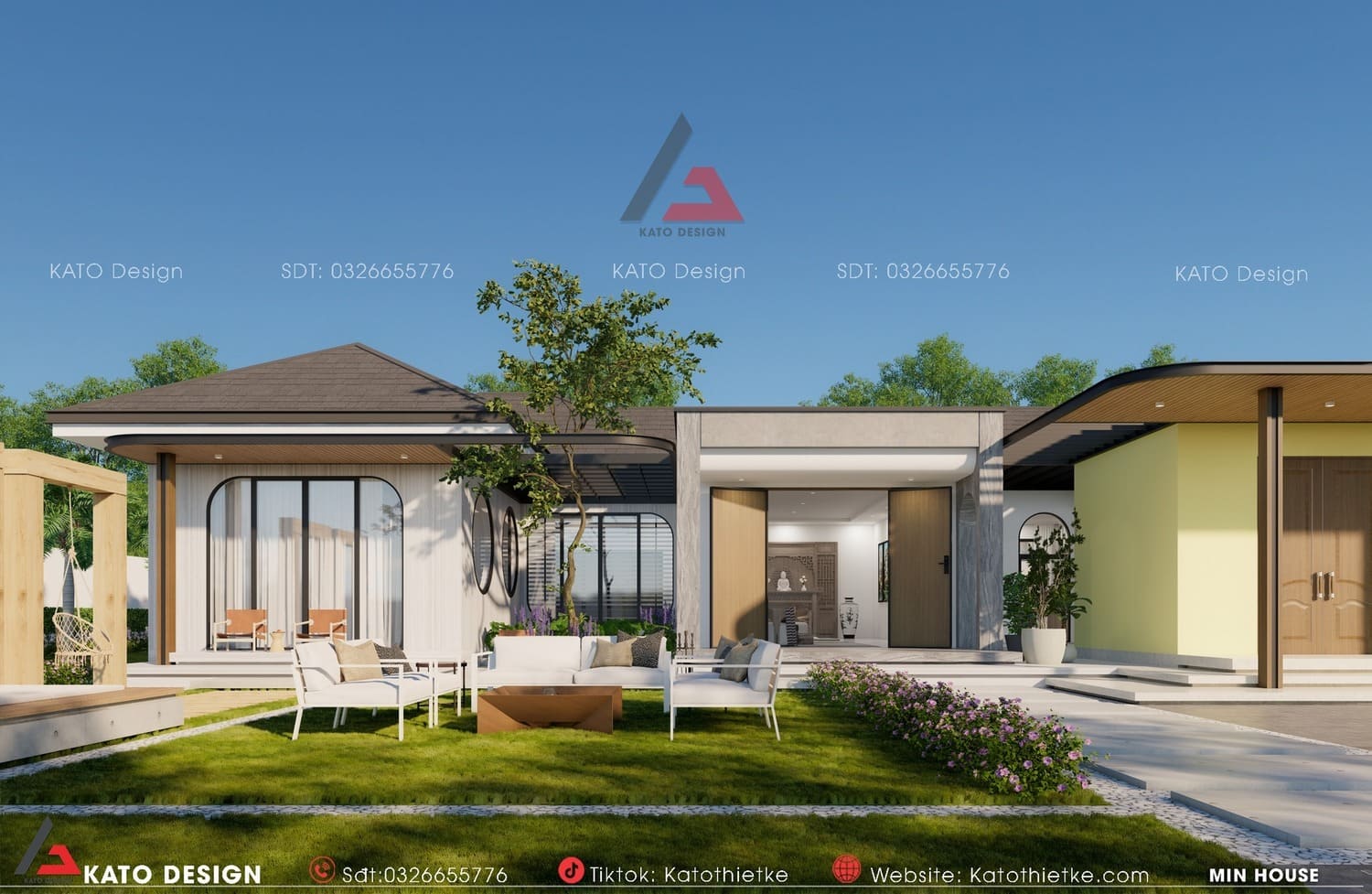 Nhà 1 tầng đẹp 3 phòng ngủ đẹp, hiện đại