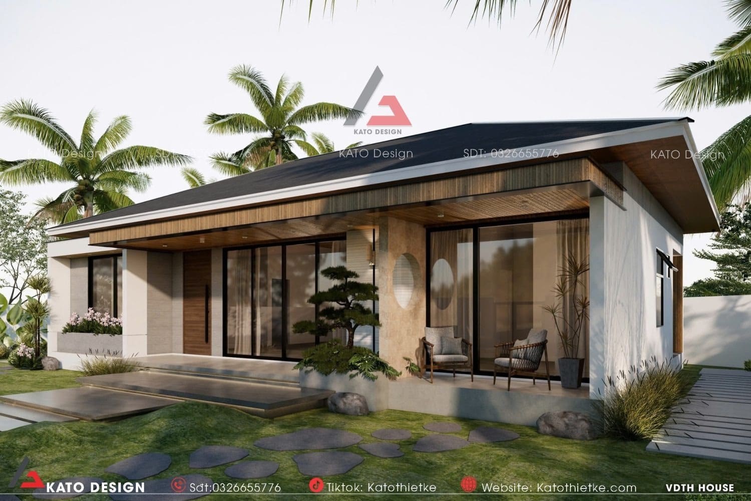 Khoảng sân vườn xanh mát, nổi bật