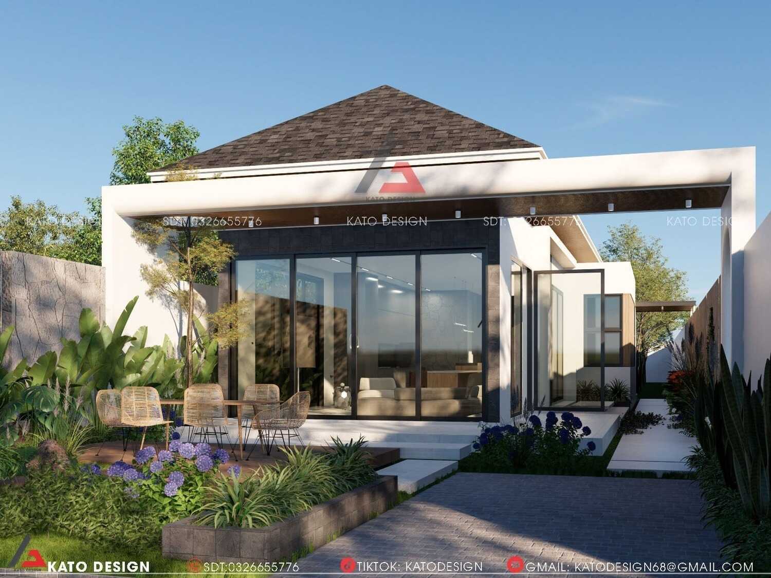 Nhà cấp 4 kết hợp với sân vườn