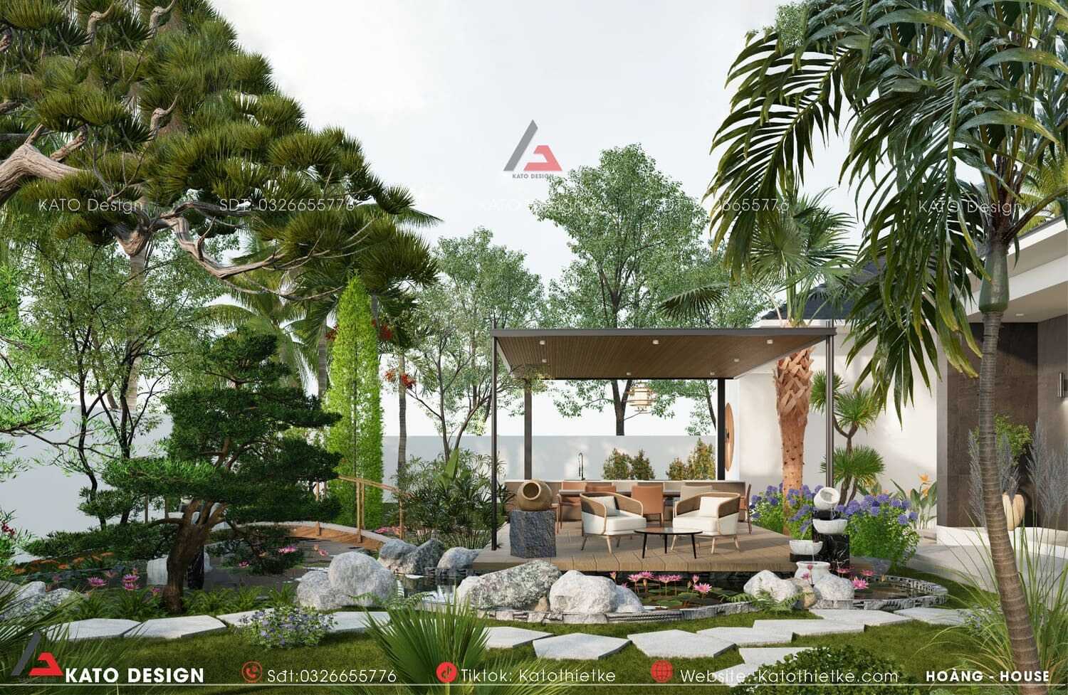Khu vực thư giãn ngoài trời phù hợp sinh hoạt gia đình