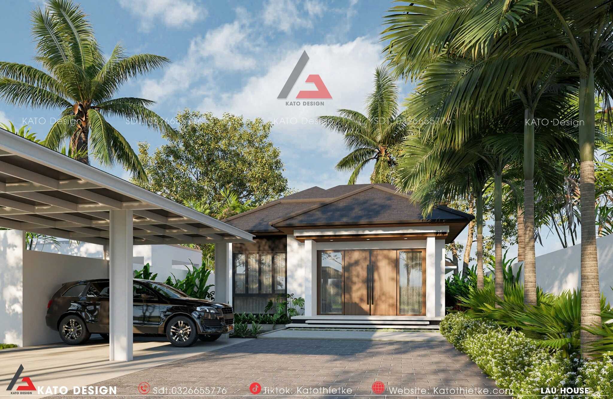 Nhà cấp 4 2 tầng có thêm gara ô tô tiện lợi