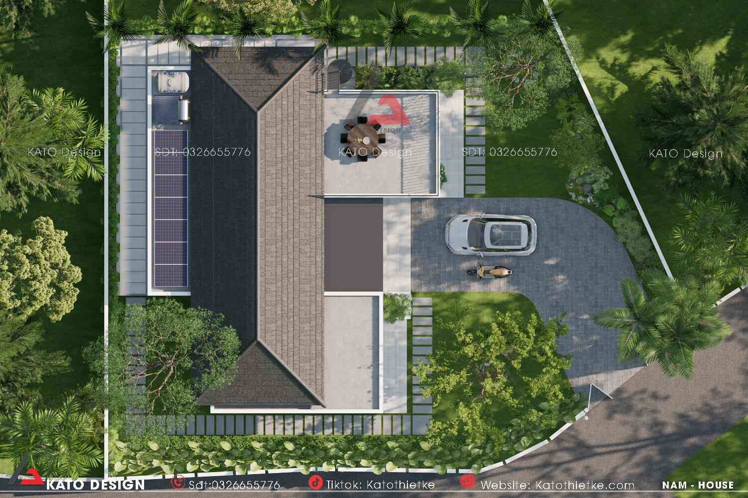 Mẫu nhà 1 tầng có sân thượng vừa đẹp vừa chuẩn kỹ thuật