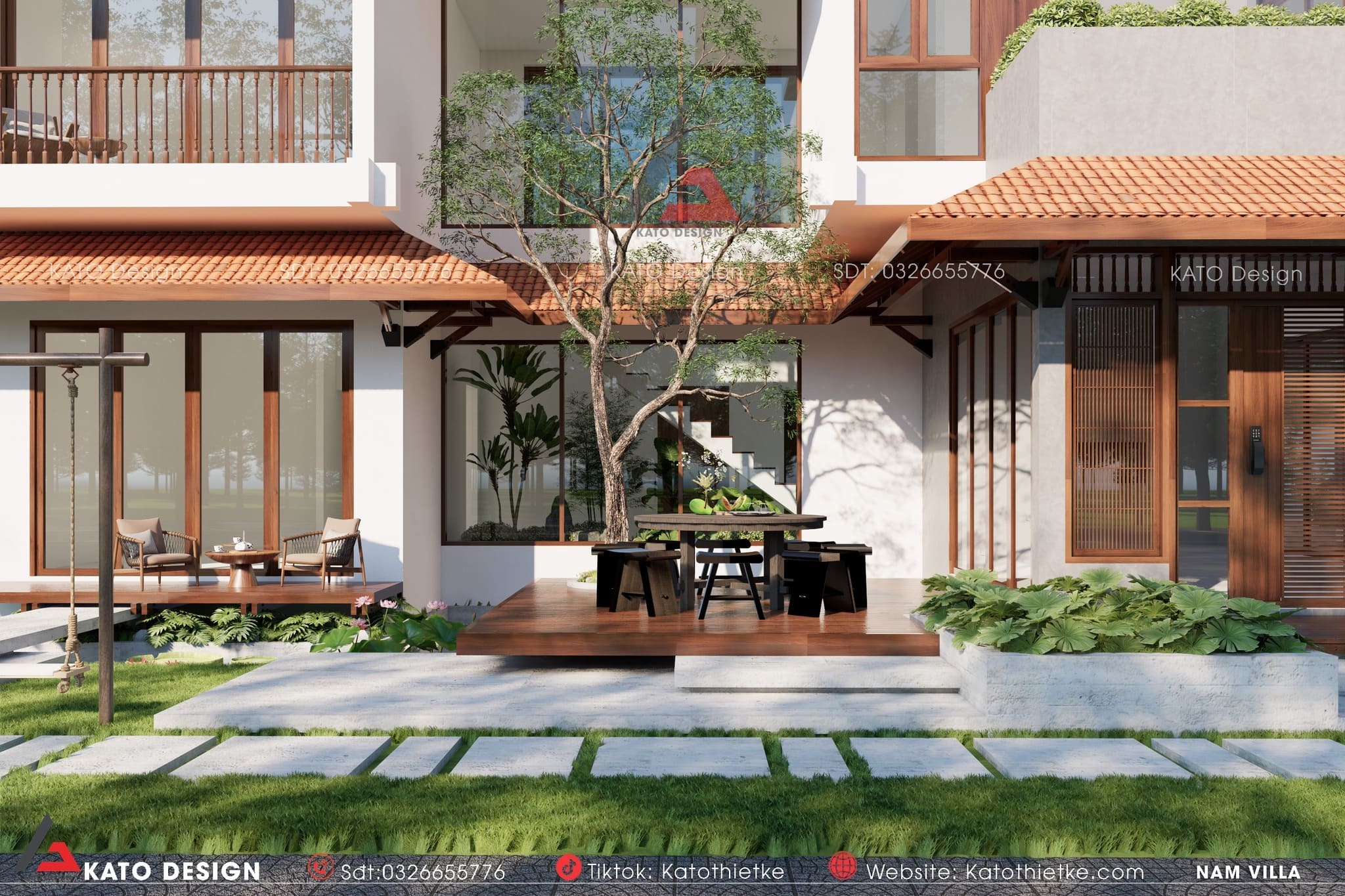 Đặc trưng nổi bật của biệt thự sân vườn mái Nhật Biệt thự 2 tầng mái Nhật có sân vườn
