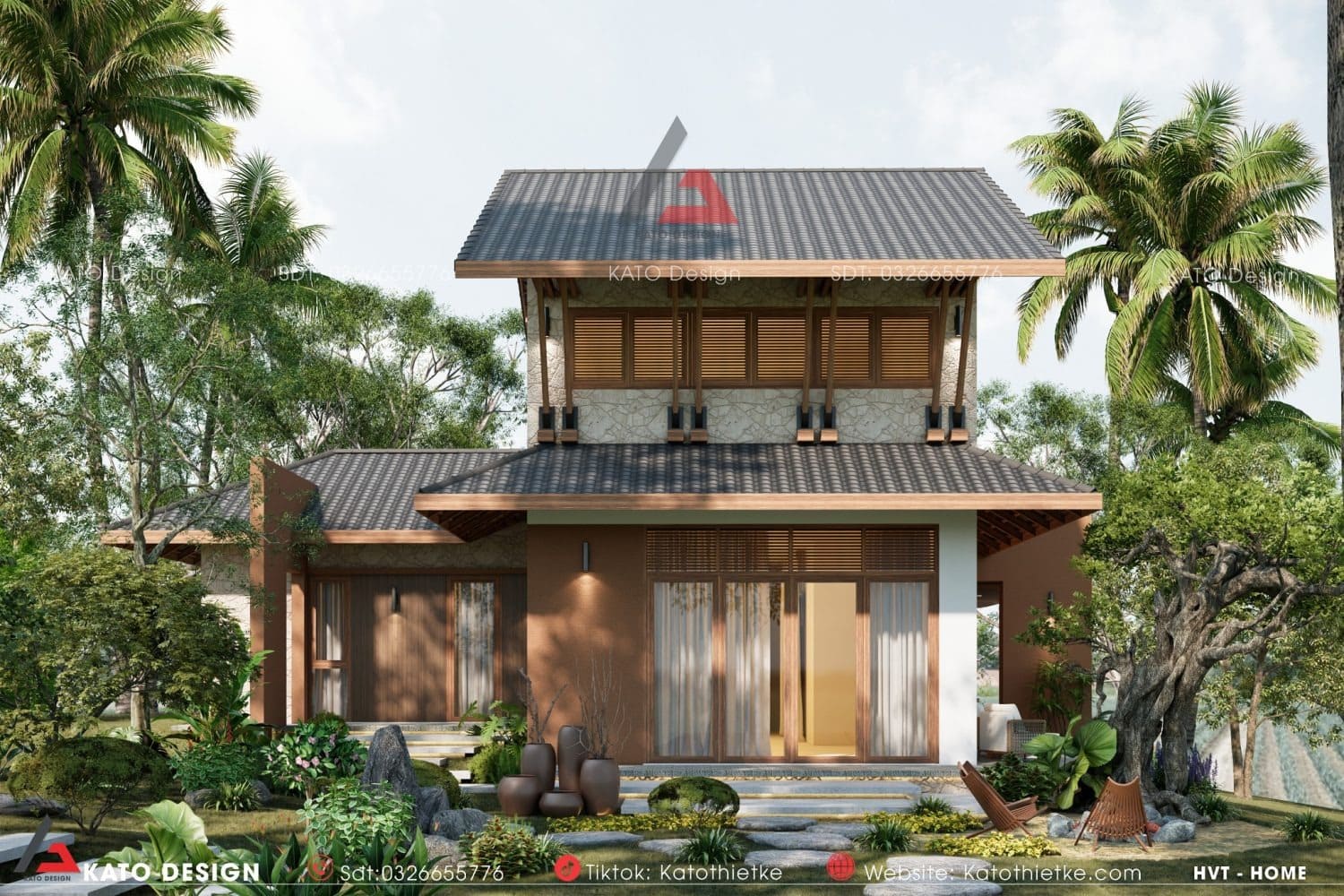 Biệt thự nhà vườn 2 tầng hiện đại được nhiều gia chủ yêu thích