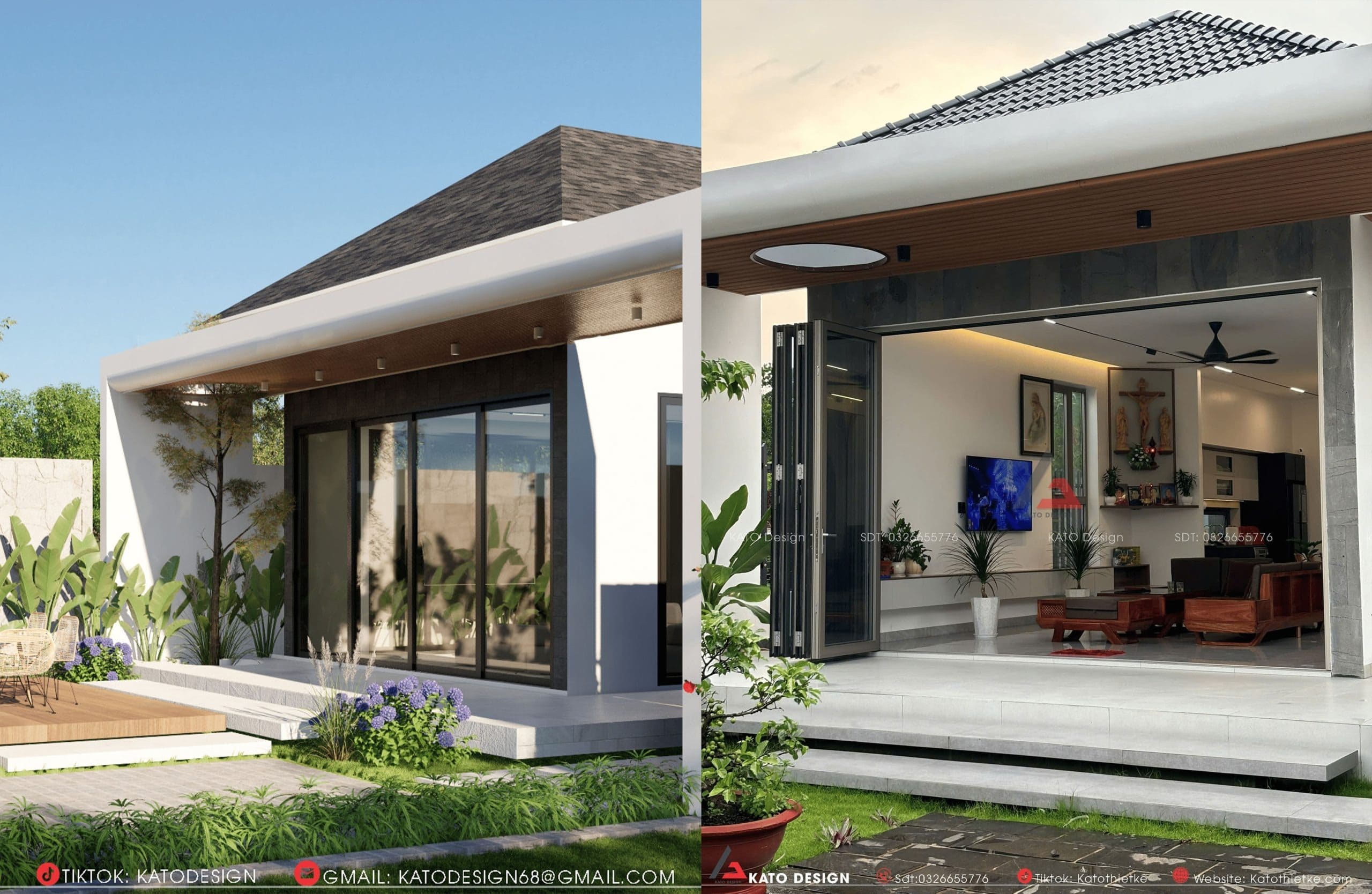 Nhà cấp 4 2 phòng ngủ Nhà cấp 4 2 phòng ngủ