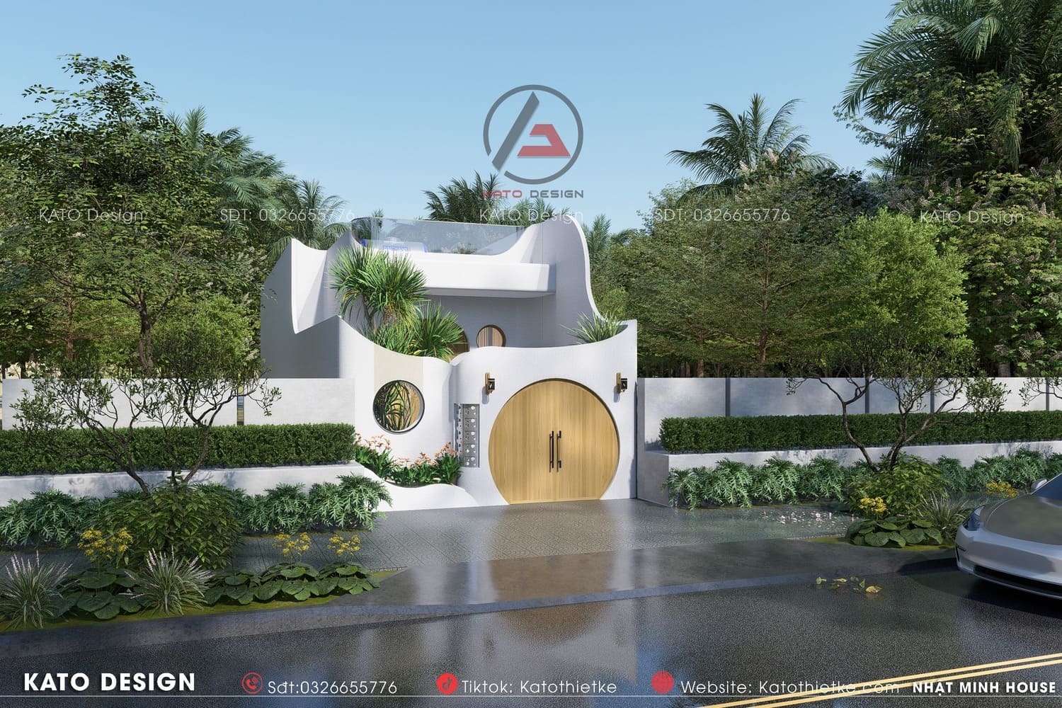 Ngoại thất gọn gàng, hiện đại trong 100m²