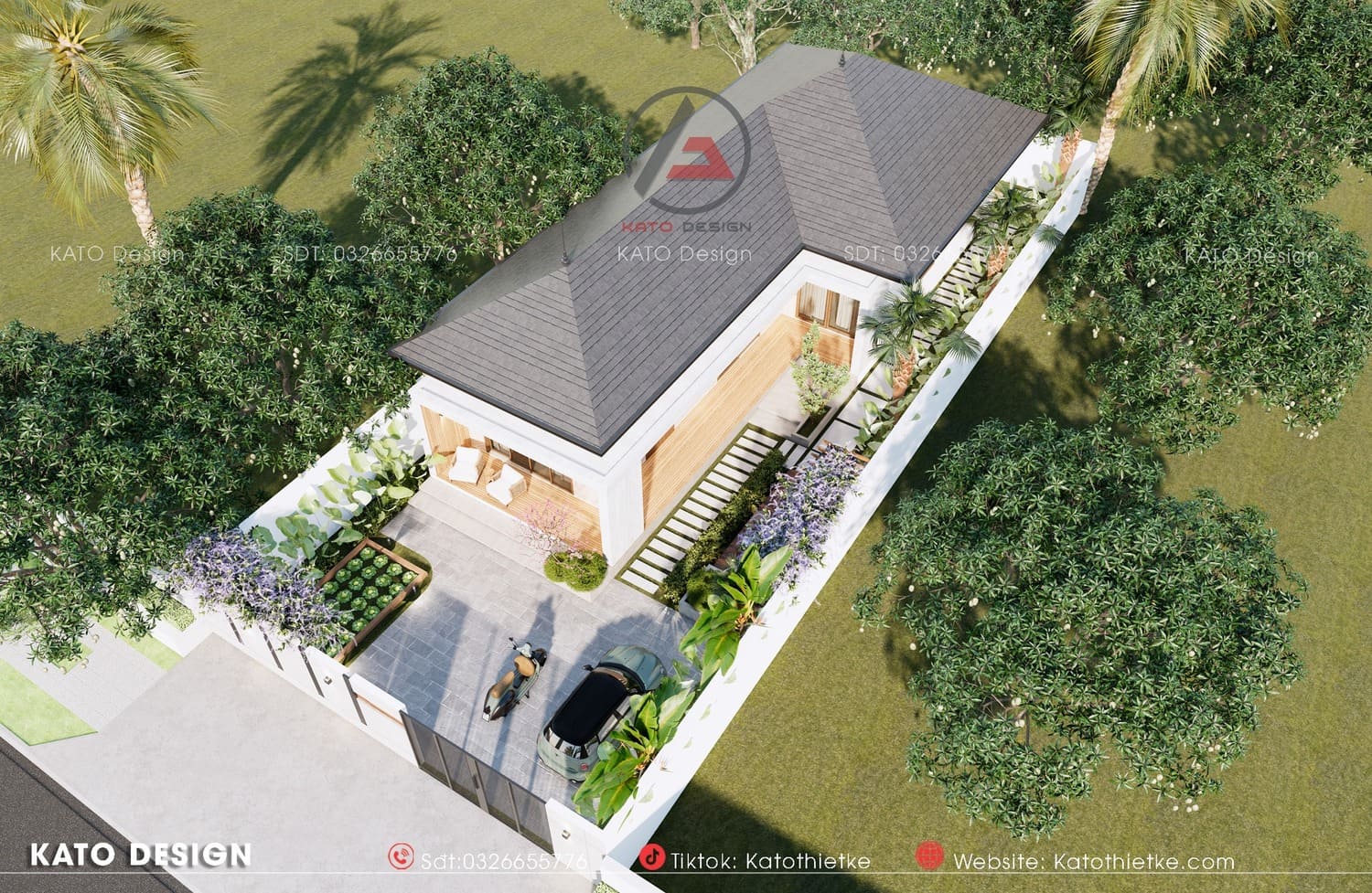 Nhà vườn chữ L được thiết kế tối ưu công năng