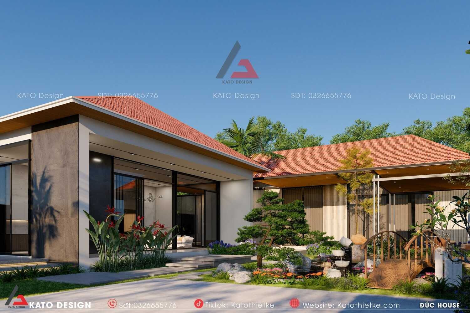 mẫu nhà cấp 4 mái dốc chữ L diện tích 150m2 – 180m2