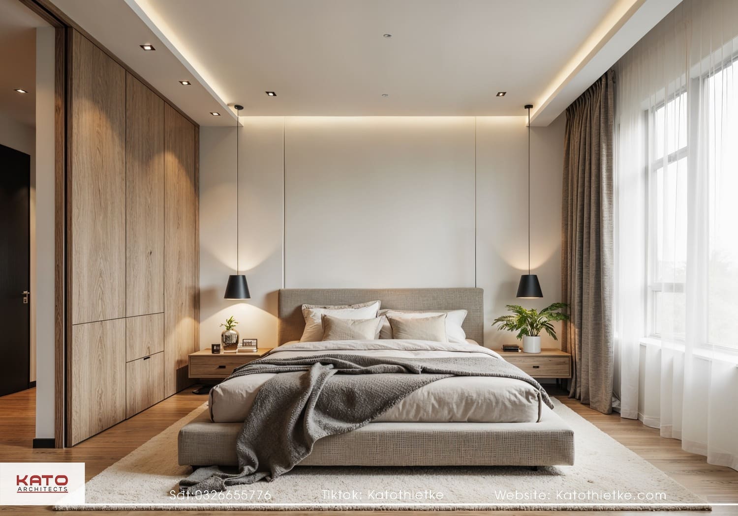 Không gian nghỉ ngơi tối giản nhưng hiện đại và đầy đủ