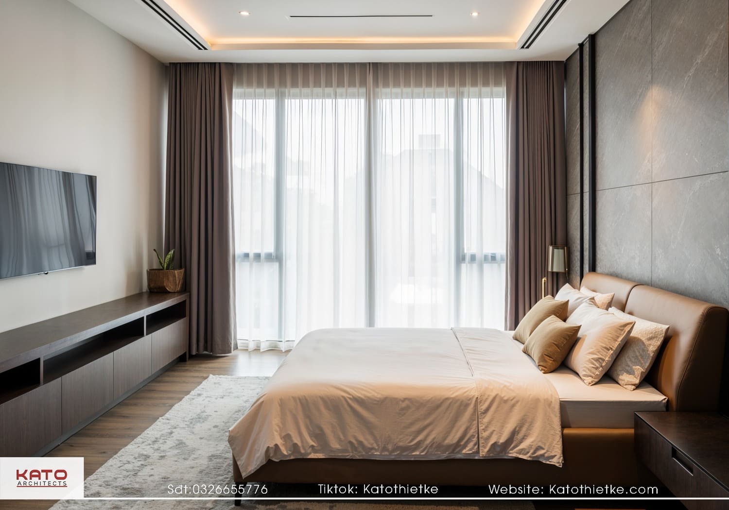 Phòng ngủ của biệt thự được tối ưu ánh sáng