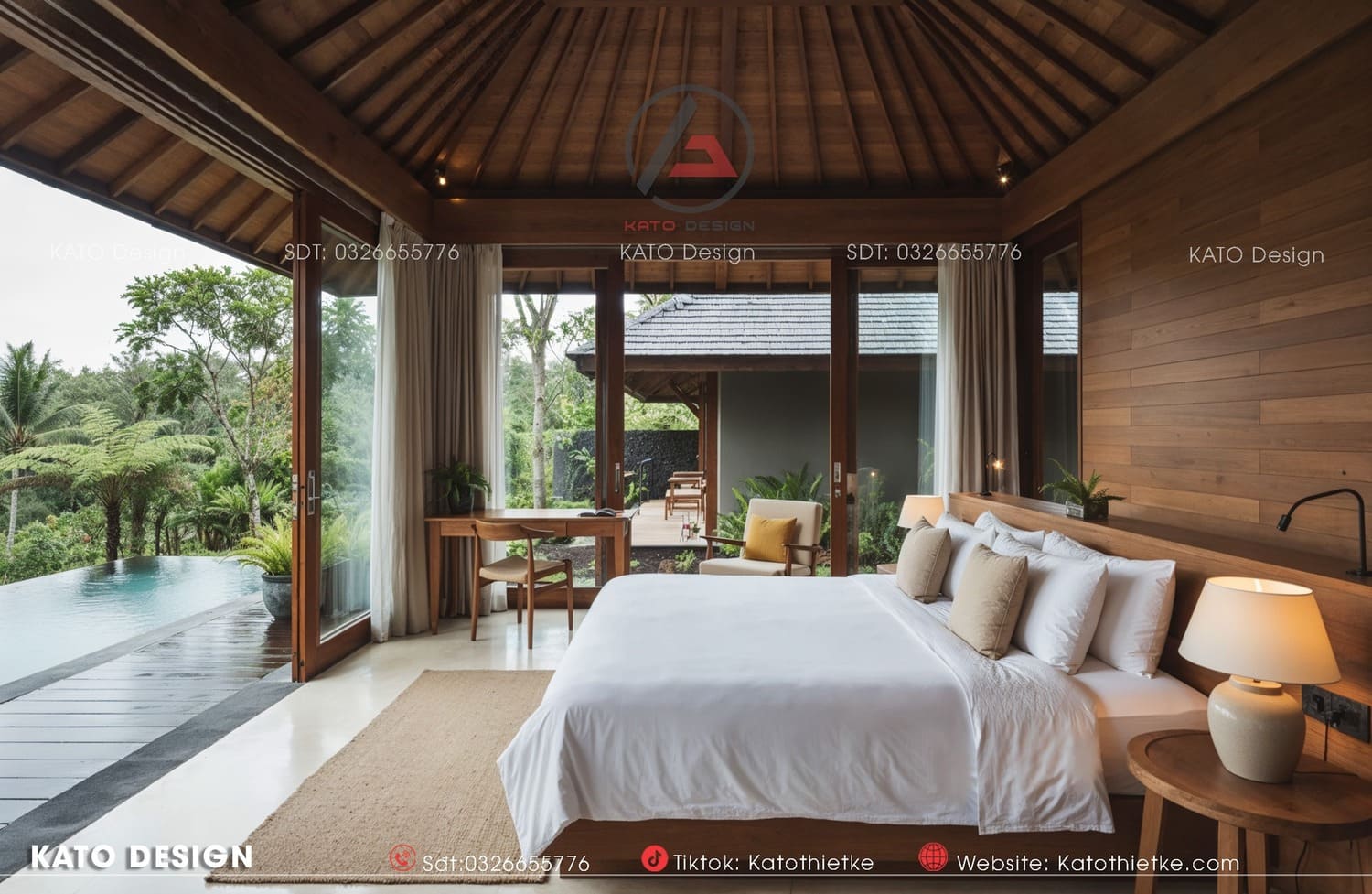 Phòng ngủ được thiết kế tối giản nhưng hiện đại