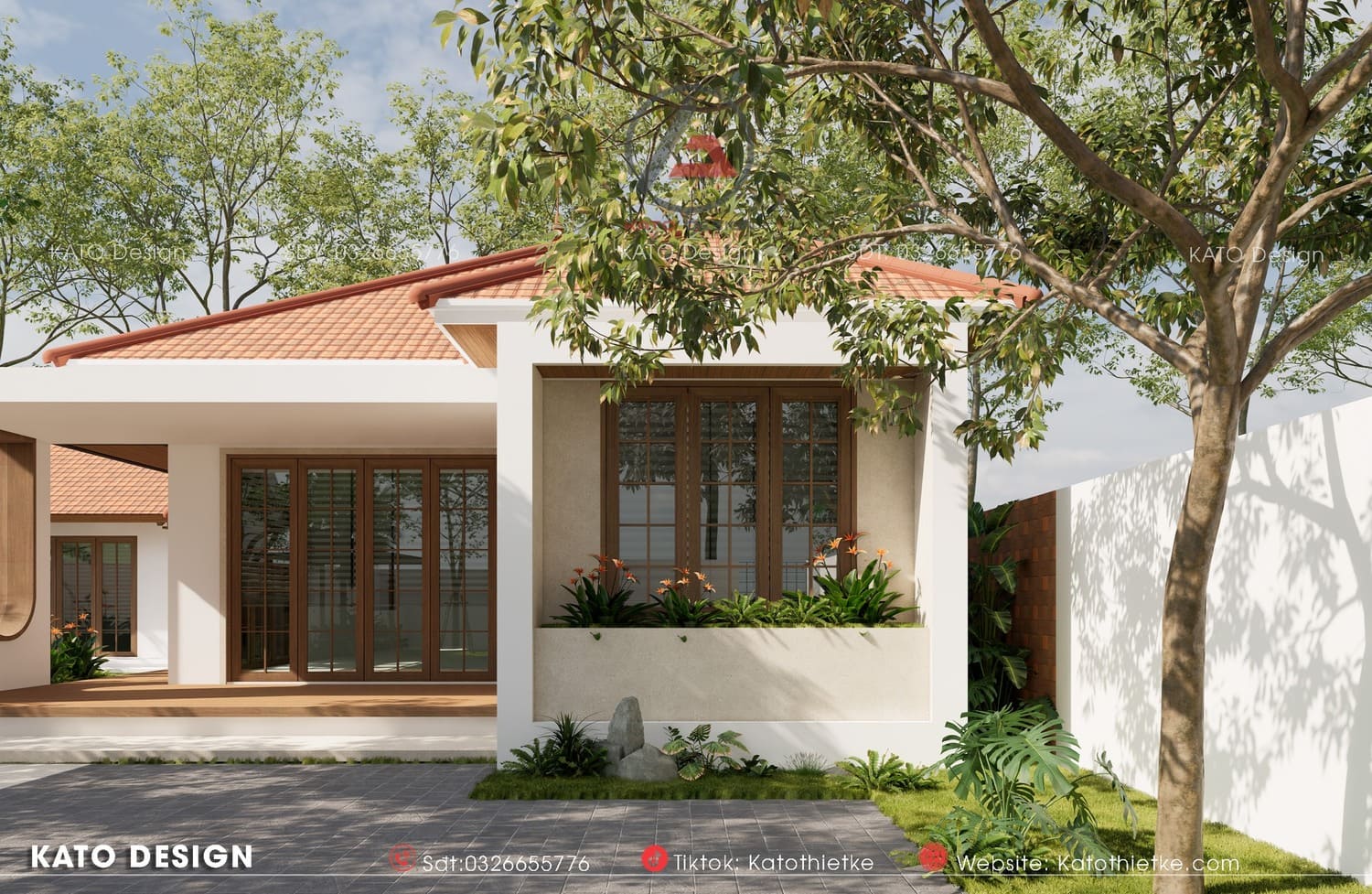 Không gian bên ngoài với nhiều cây xanh