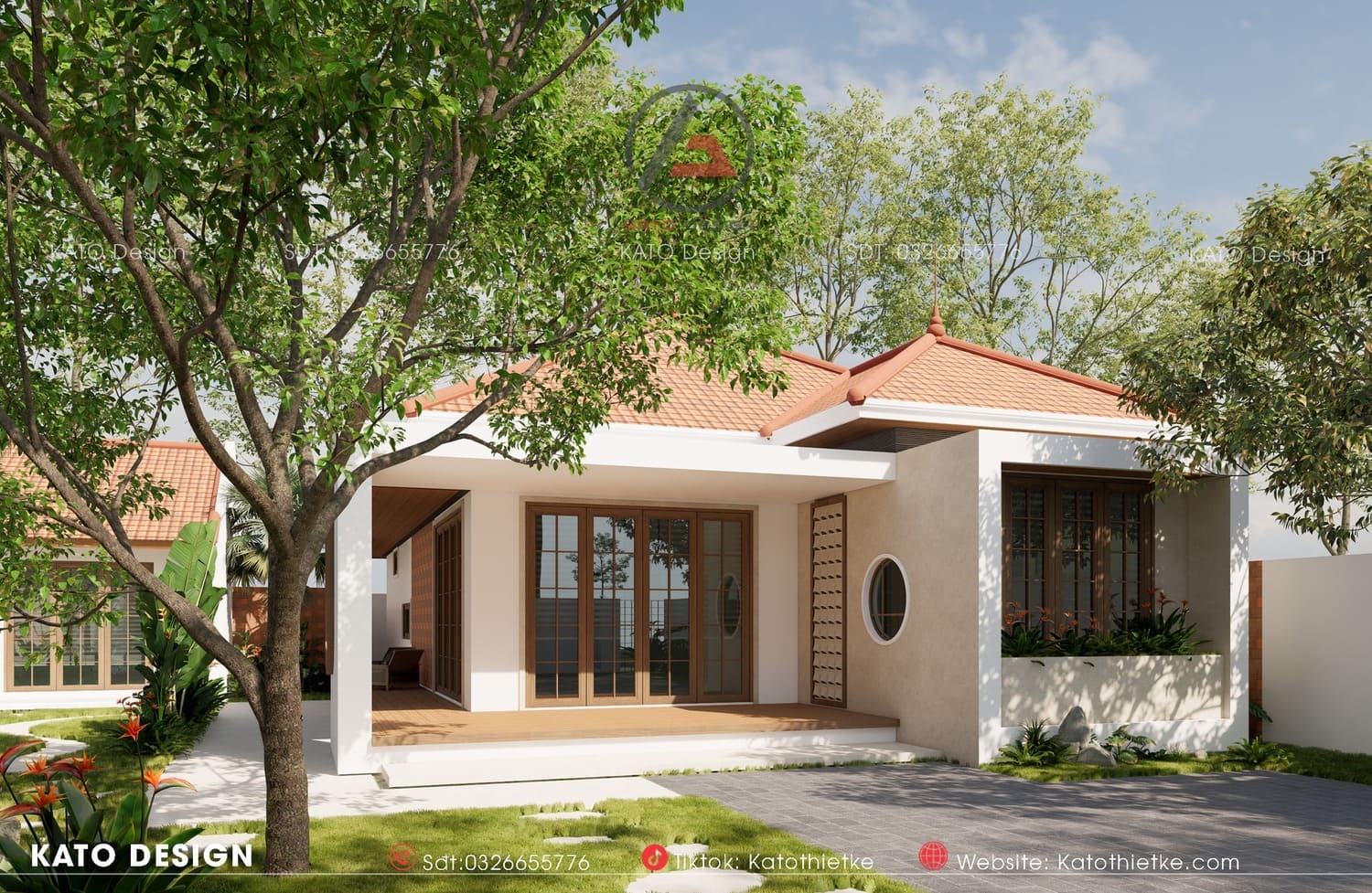 Lối đi và tiểu cảnh trong sân vườn