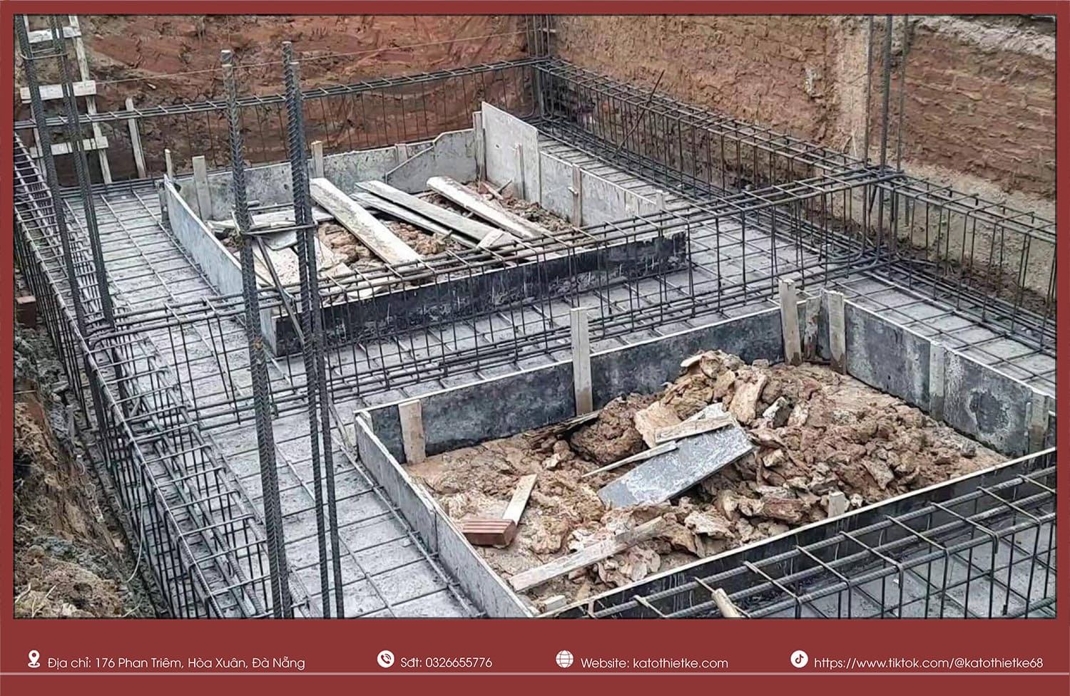 Móng băng là móng nông dải dài, phân bố tải trọng đều, thích hợp nhà ống 2–5 tầng