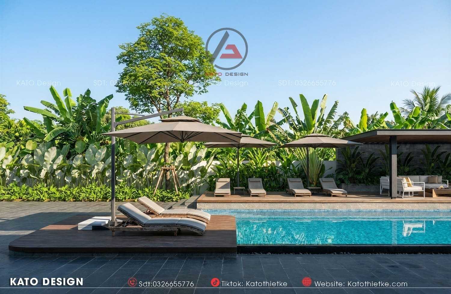 Nha Nghi Duong O Que Hien Dai NhatKhu thư giãn ngoài trời gắn kết với thiên nhiên