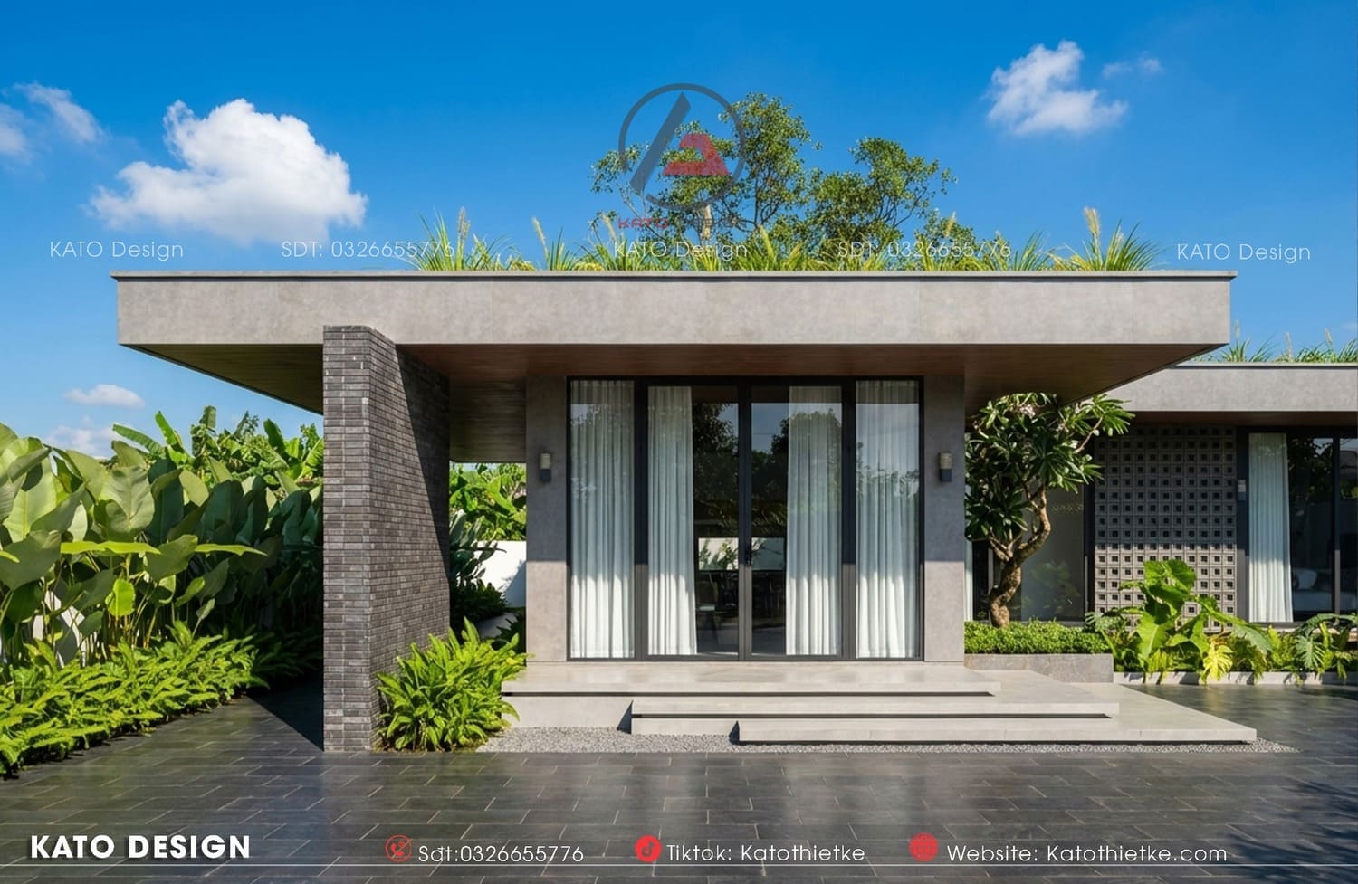 Thiết kế nhà mái bằng nghỉ dưỡng hài hòa cảnh quan Thiết kế nhà mái bằng nghỉ dưỡng hài hòa cảnh quan