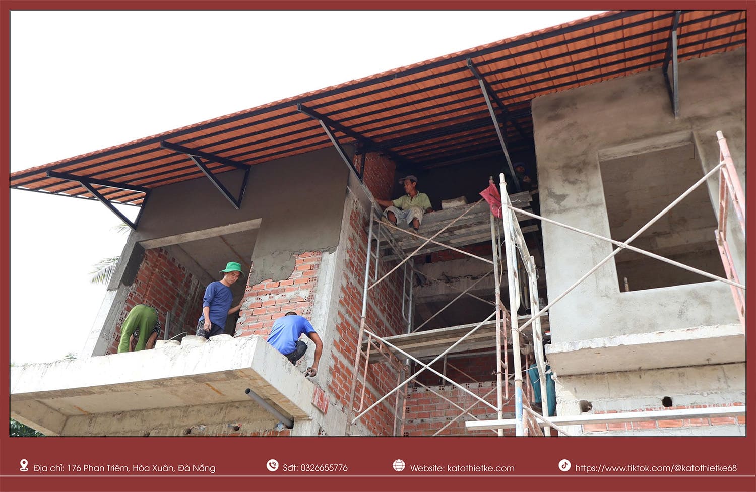 Xây nhà phần thô bao gồm khung, tường, mái, điện nước, tạo nền vững chắc