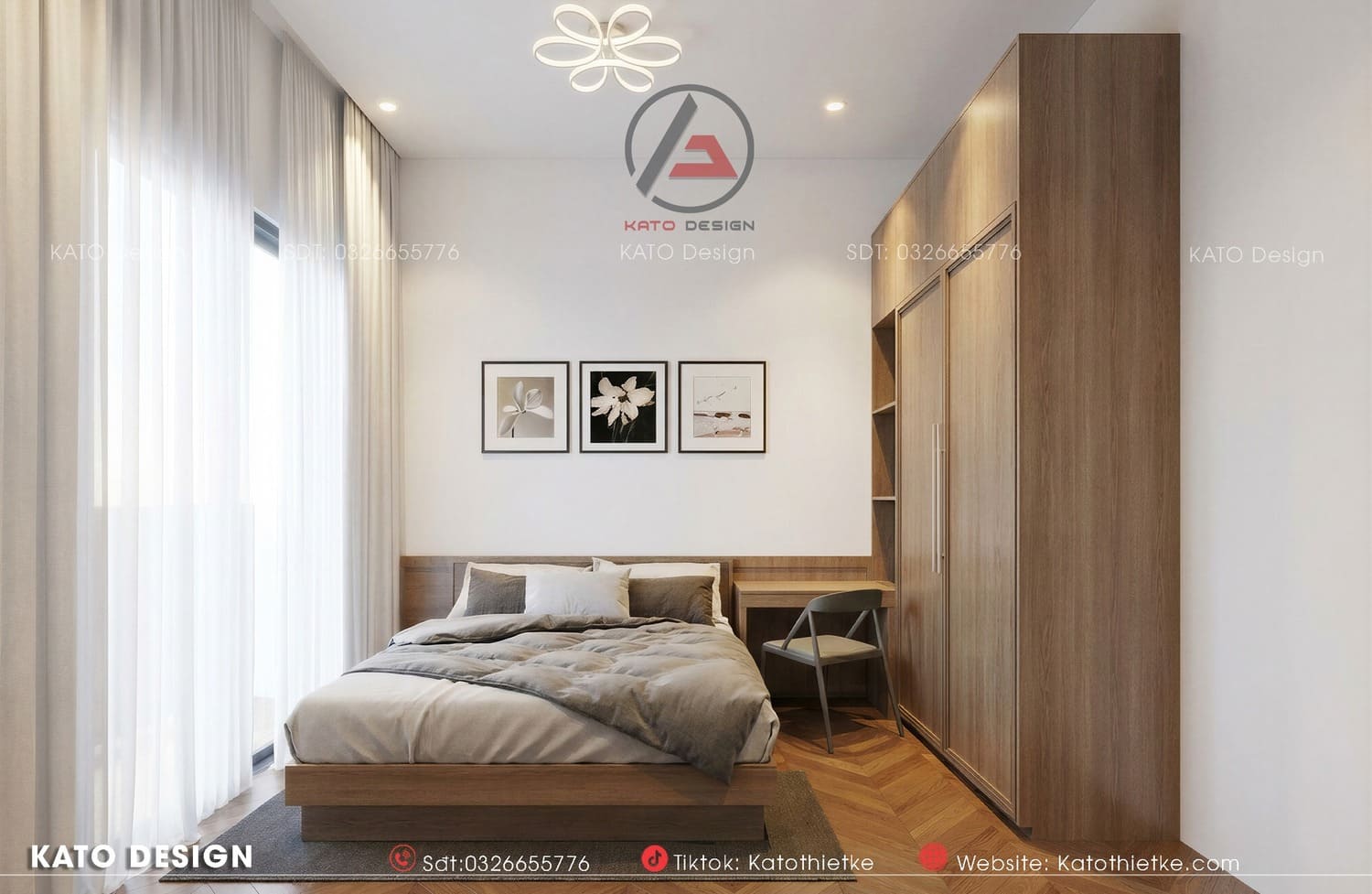 Phòng ngủ tối giản, thoáng đãng, kết nối sân vườn và mang lại cảm giác thư giãn