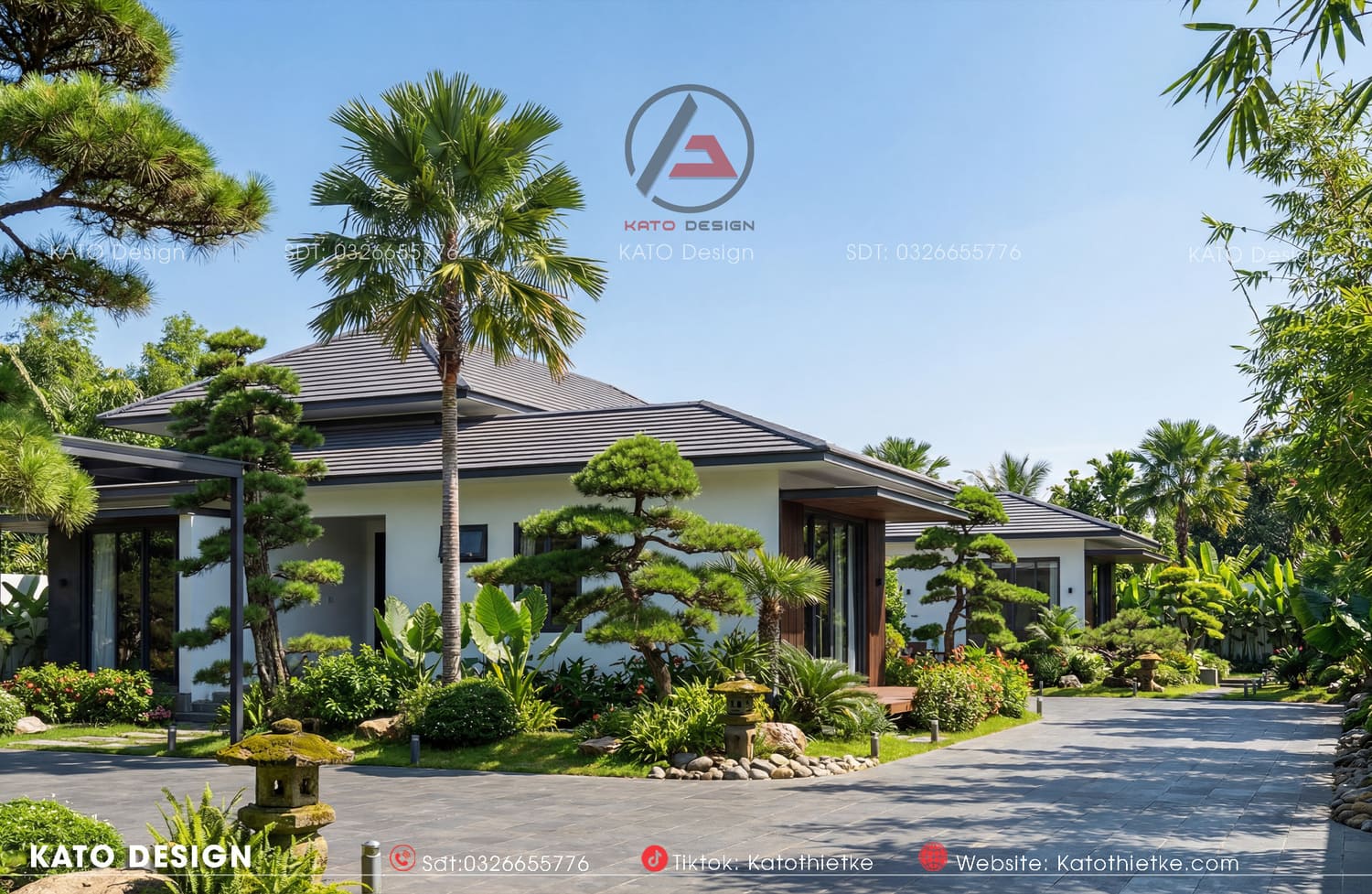 Không gian sân vườn xanh mát