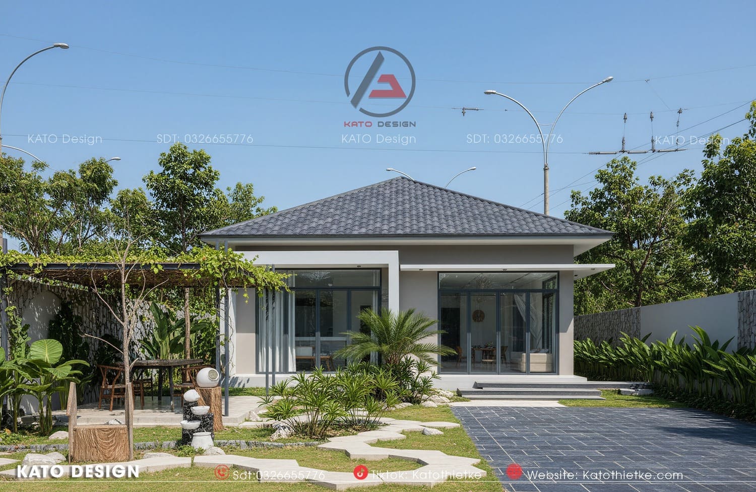 Mặt tiền với cửa kính rộng mở Mặt tiền với cửa kính rộng mở
