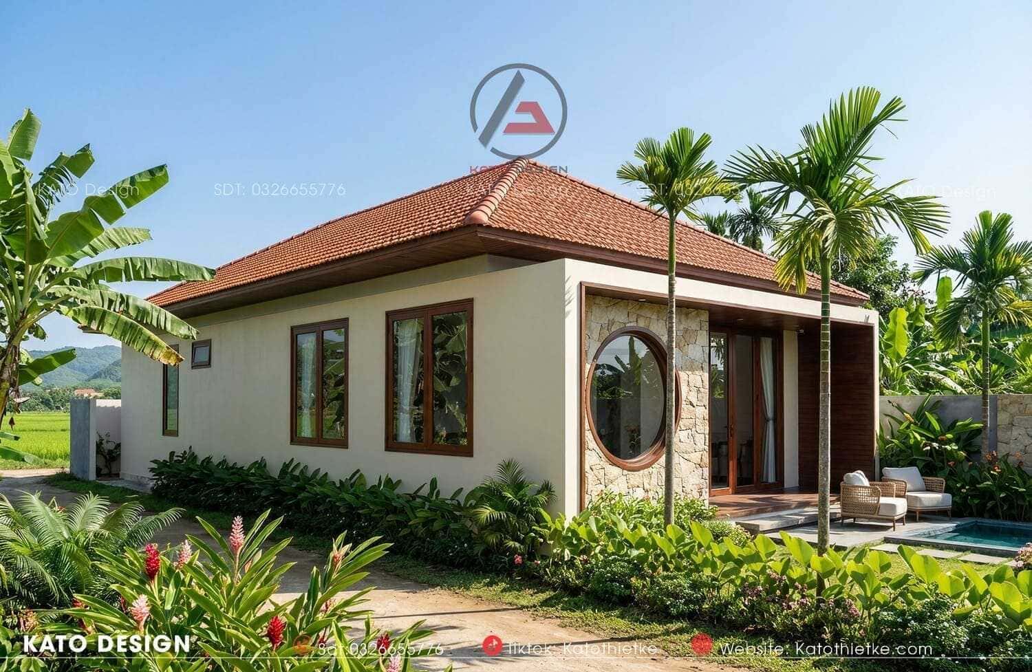 Mái dốc đặc trưng giúp thoát nước nhanh, tăng vẻ bề thế công trình