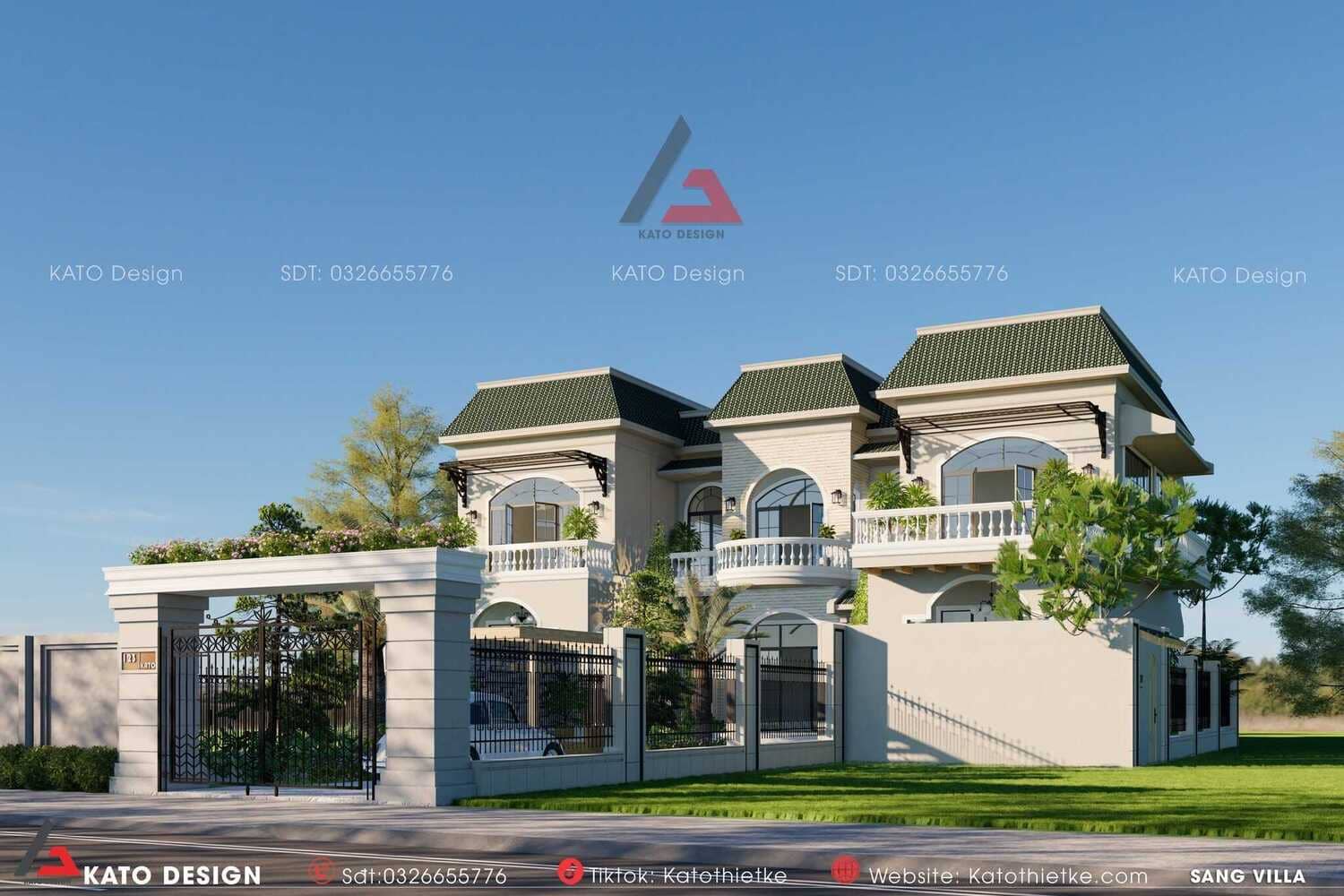 Hệ cột và ban công trang trí làm nổi bật phong cách quý phái