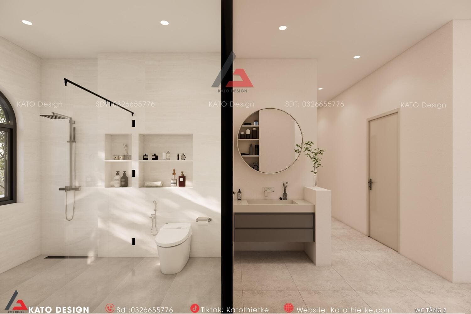 Nhà vệ sinh tinh giản, thiết kế gọn, tạo cảm giác sạch và thông thoáng