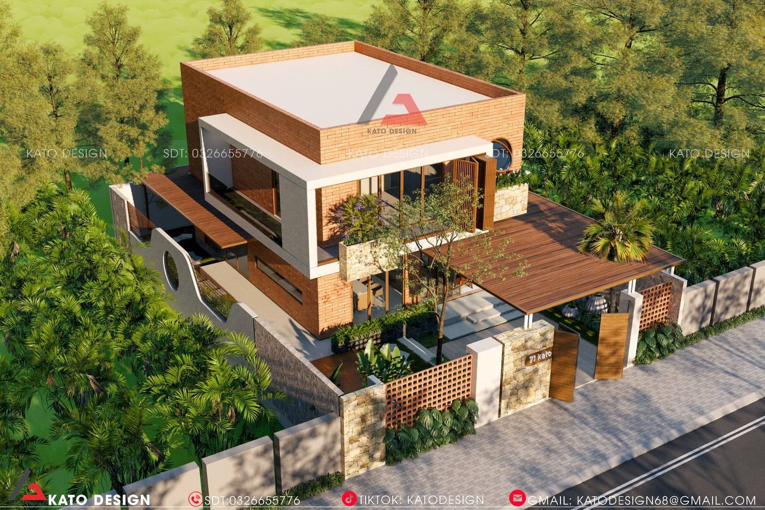 Mẫu nhà điểm xuyết bằng gạch với vẻ đẹp thô mộc, tối giản, khác biệt