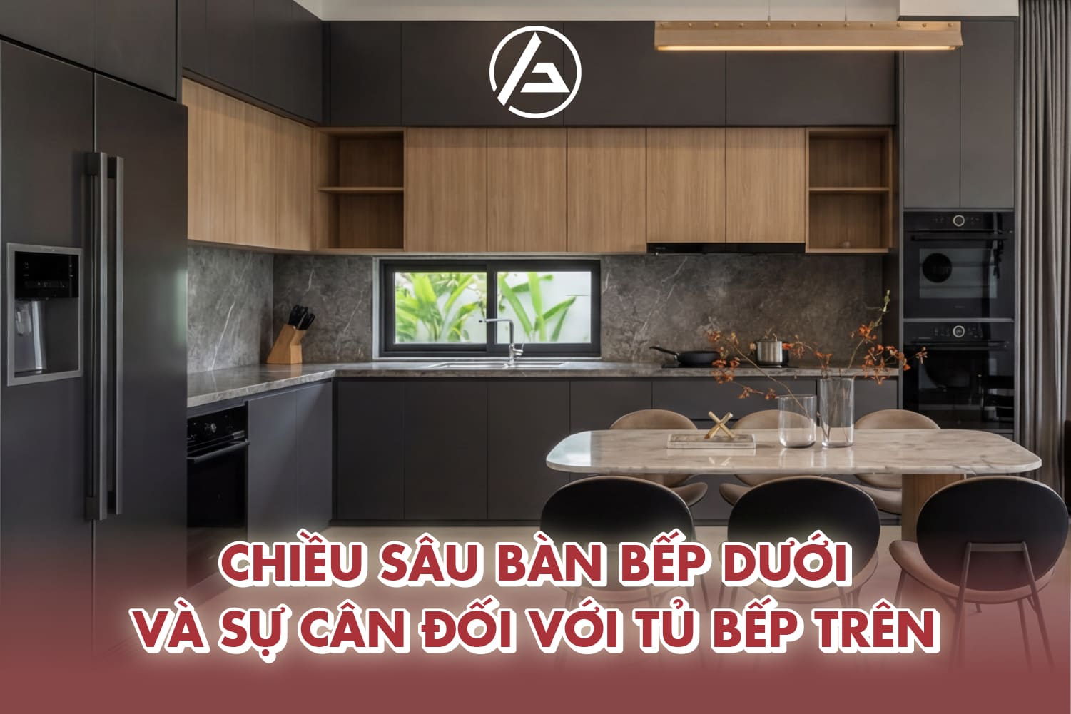 Tỷ lệ bàn bếp - tủ trên cân đối Tỷ lệ bàn bếp - tủ trên cân đối