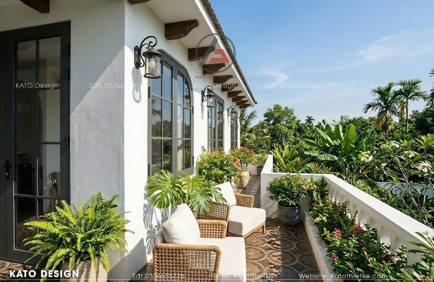 Hành lang mở liên kết trực tiếp với cảnh quan ban công Hành lang mở liên kết trực tiếp với cảnh quan ban công