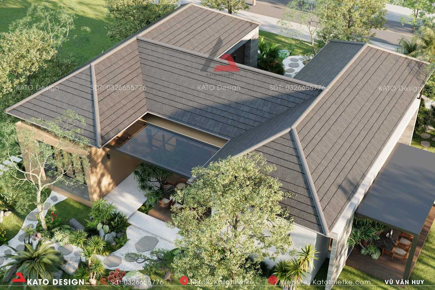 Mẫu nhà 1 tầng đẹp với thiết kế chữ H mới mẻ