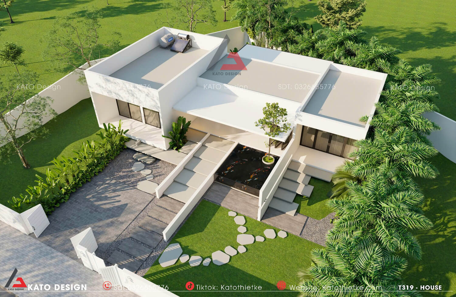 Mẫu nhà cấp 4 mái bằng thanh thoát