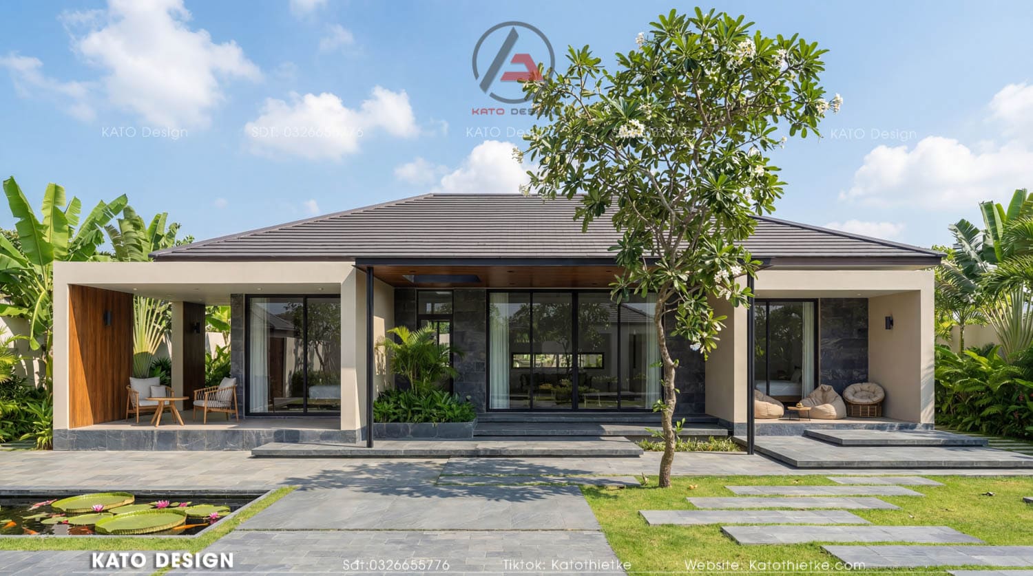 Nhà ngang hiện đại mái Nhật thanh lịch, thoáng rộng, hài hòa thiên nhiên Nhà ngang hiện đại mái Nhật thanh lịch, thoáng rộng, hài hòa thiên nhiên