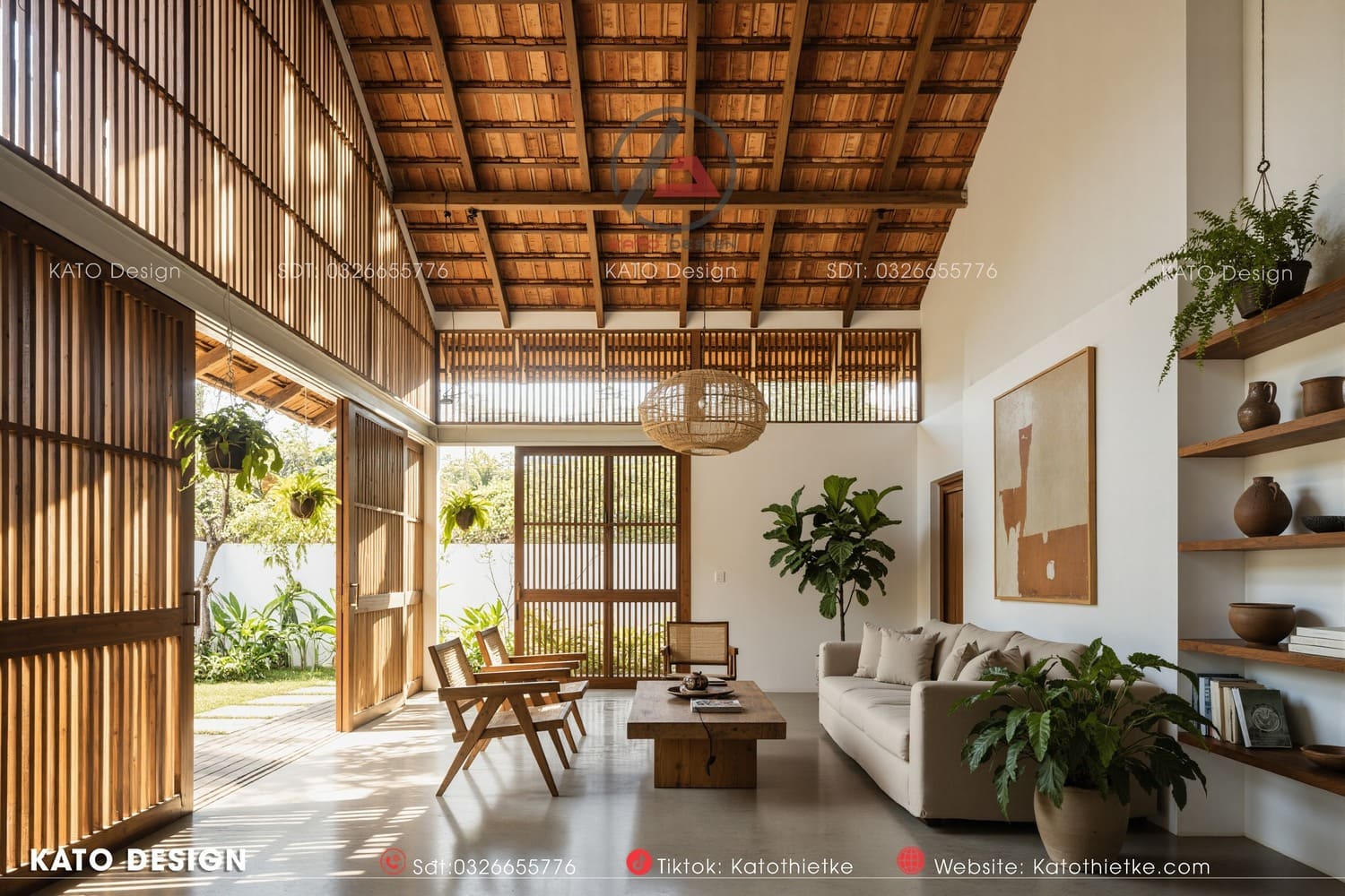 Phòng khách mang phong cách truyền thống, bố trí đơn giản nhưng trang nhã