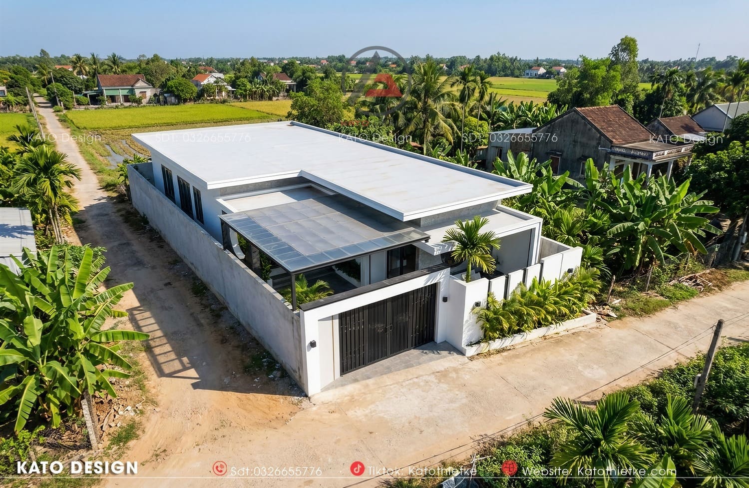 Thiết kế mái bằng phẳng, dễ dàng bố trí hệ thống năng lượng mặt trời hoặc bồn nước Thiết kế mái bằng phẳng, dễ dàng bố trí hệ thống năng lượng mặt trời hoặc bồn nước