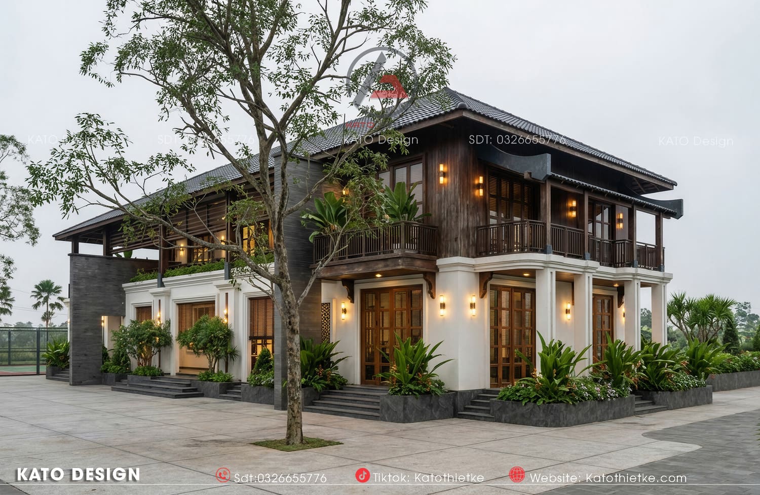 Tông màu ngoại thất trầm ấm hòa quyện với thiên nhiên Tông màu ngoại thất trầm ấm hòa quyện với thiên nhiên