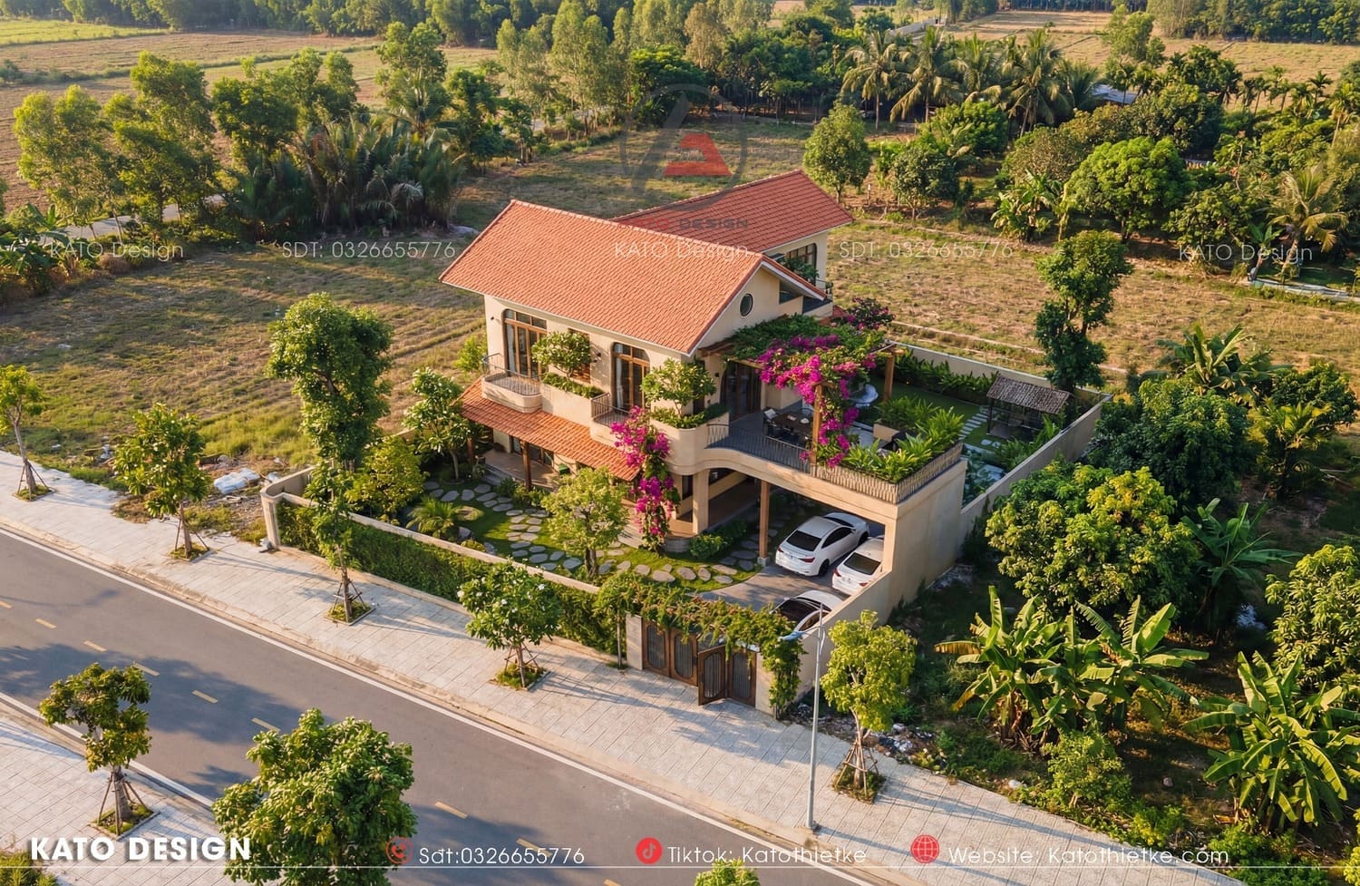 Tổng thể thiết kế nhà vườn nghỉ dưỡng bề thế 