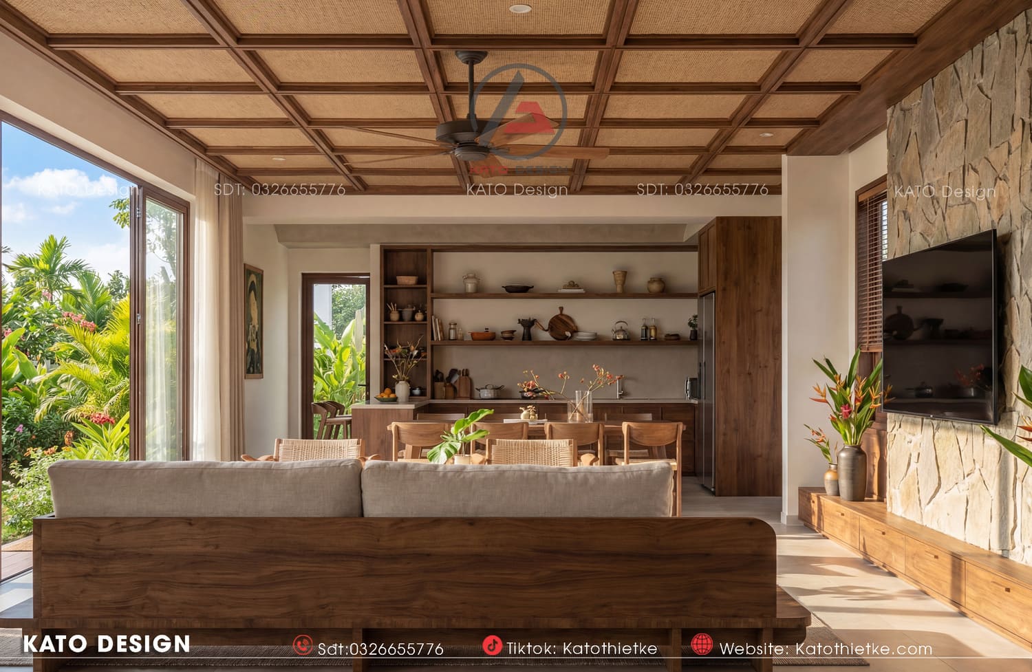 Vật liệu mộc giúp không gian ấm áp và dễ chịu hơn