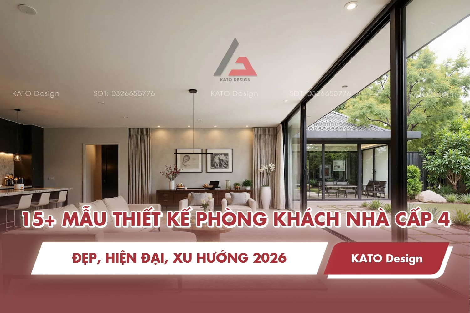 Gợi ý 15+ mẫu thiết kế phòng khách nhà cấp 4 đẹp xu hướng mới 2026
